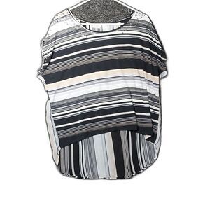 Cato Black Gray and Tan Boat Neck Blouse 18/20W